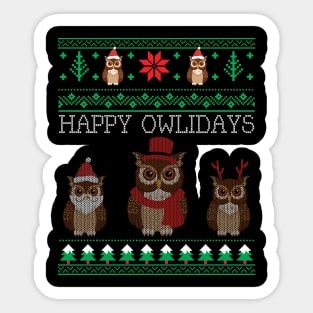 Funny Cute Owl Lovers Owl Ugly Christmas Sweaters Sticker